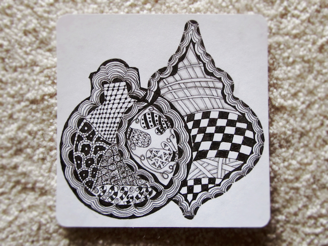 My 3rd ever Zentangle with a holiday theme. (Finished it the next day.)